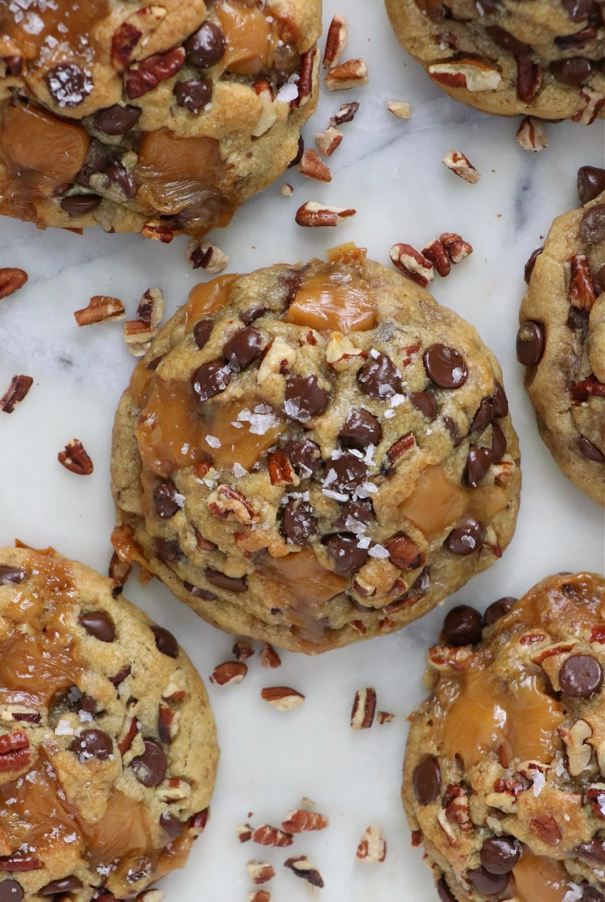 Salted caramel and chocolate chip cookies baked by Clouds & Crumbs Co.