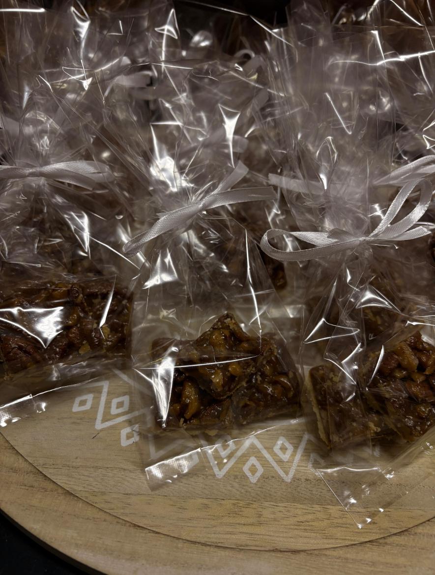 Wrapped pecan nut squares
